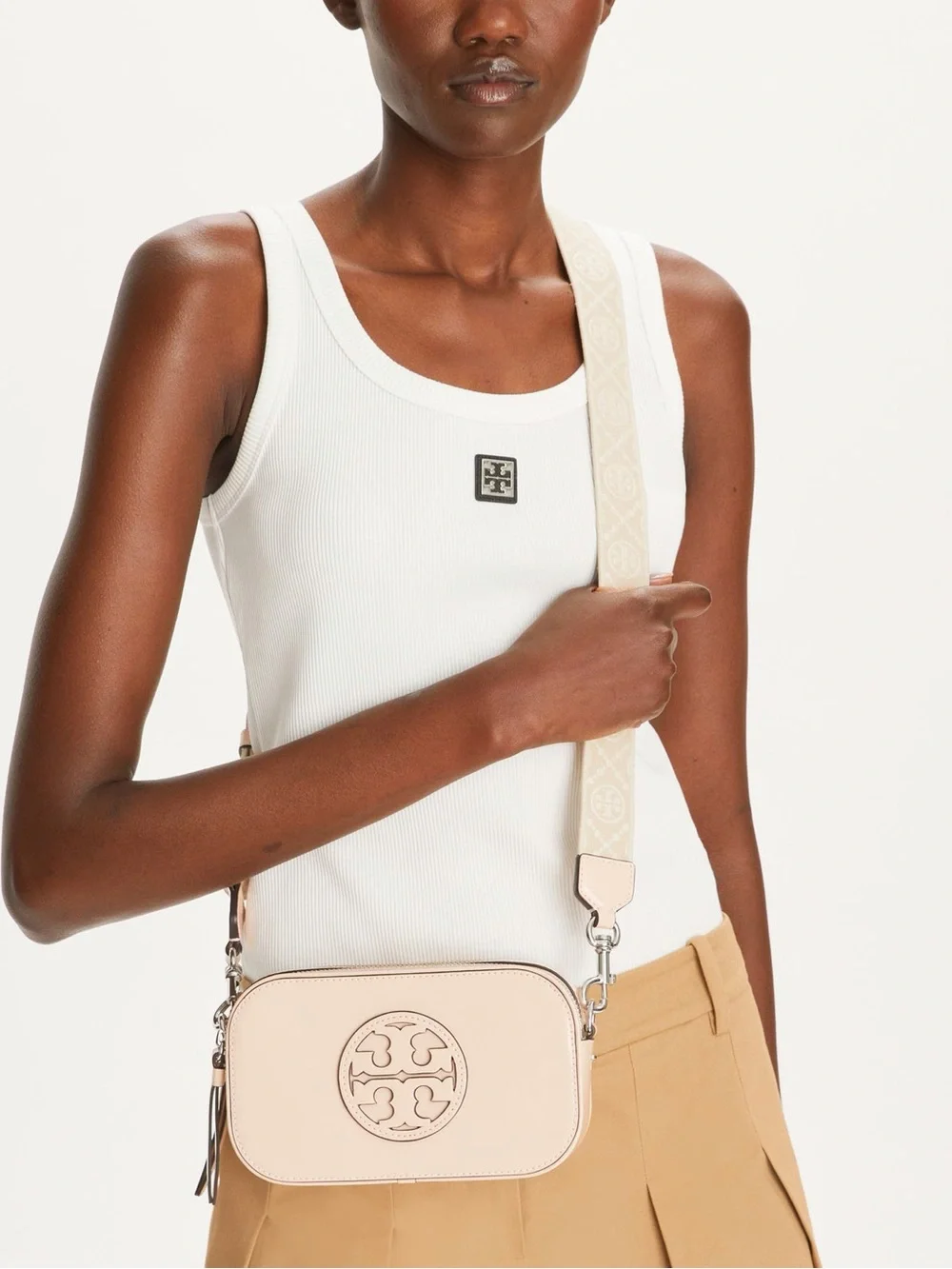 Tory Burch Mini Miller Leather Crossbody Bag Pale Pink
